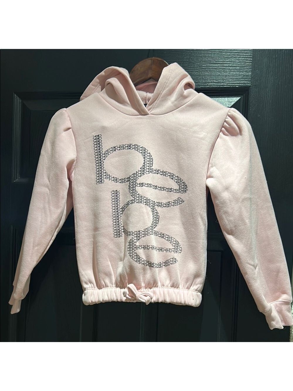 Pink Girls’ Bebe Hoodie with  graphic black Logo